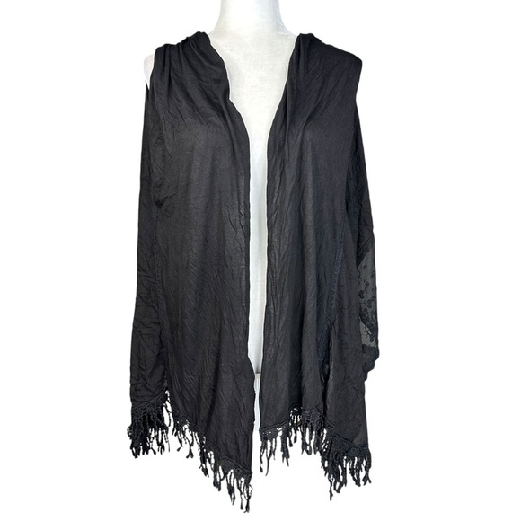 Crosstree Lane Accessories - Crosstree Black Shawl Scarf OS Wrap Lacey Arm Holes Whimigoth Dark Romantic